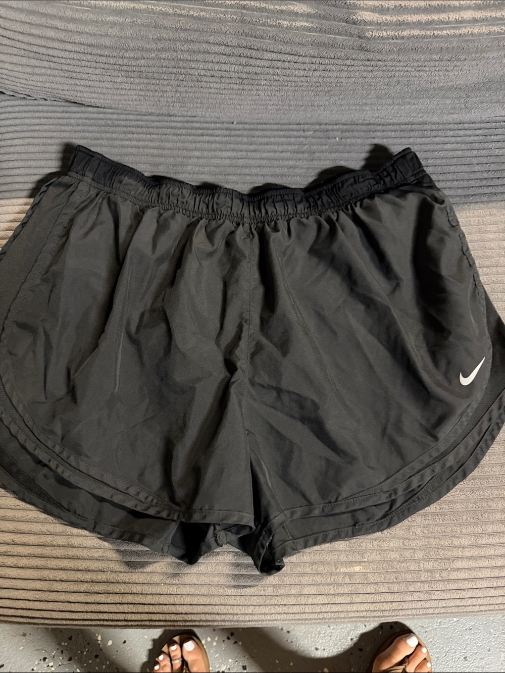 Nike Black Women's Athletic Running Shorts with White Swoosh